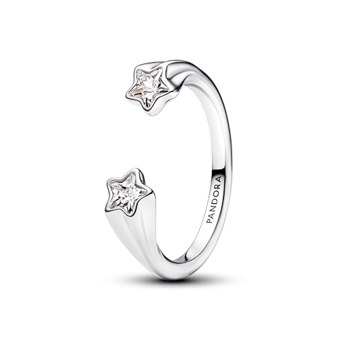 PANDORA Moments Sternschnuppen Offener Ring aus Sterling Silber mit Zirkonia, Größe: 56, 193582C01-56 von PANDORA