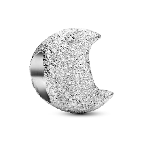 PANDORA Moments Strukturierter Mond Mini-Charm aus Sterling Silber, Kompatibel Moments, 794054C00 von PANDORA