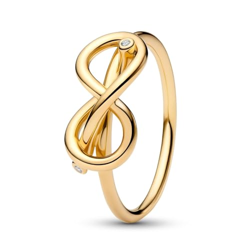 PANDORA Moments Unendlichkeitsknoten Ring aus 14K vergoldetem Sterling Silber mit Zirkonia, Größe: 52, 163759C01-52 PANDORA Moments Unendlichkeitsknoten Ring aus 14K vergoldetem Sterling Silber mit Zirkonia, Größe: 52, 163759C01-52 von PANDORA