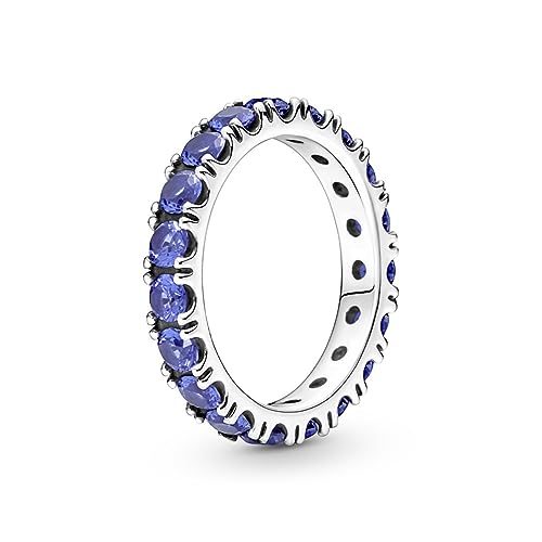 PANDORA Ring Timeless "funkelnde Reihe" silber, blaue Kristalle 190050C02 52 von PANDORA