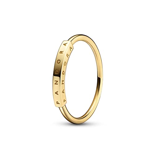 PANDORA Signature I-D Ring aus 14K Gold - kombinierbar mit Schmuck Signature Kollektion - Größe: 58 von PANDORA