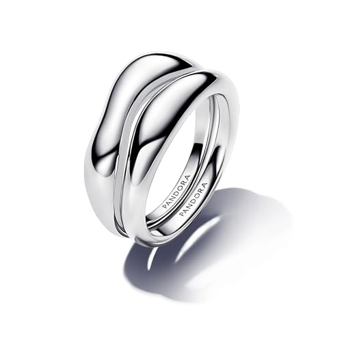 PANDORA Essence Organisch Geformte Stacking-Ringe aus Sterling Silber, Größe: 52, 193264C00-52 von PANDORA