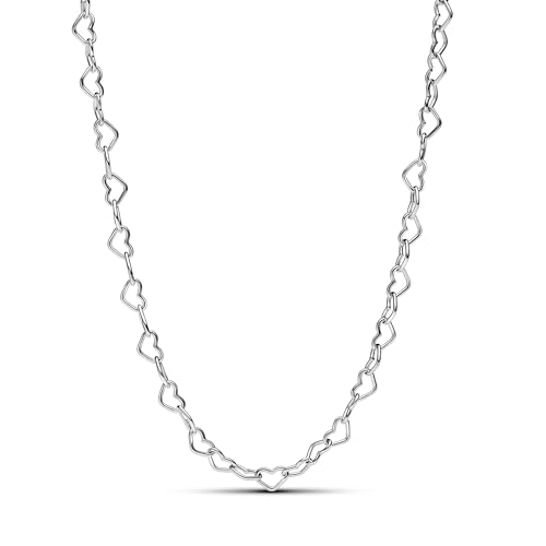 PANDORA Moments Verbundene Herzen Collier-Halskette aus Sterling Silber, Kompatibel Moments Charms, Größe 45cm, 393334C00-45 von PANDORA