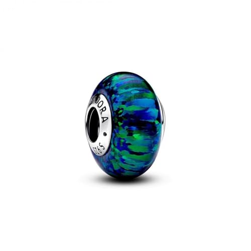 PANDORA Moments Schillerndes Grünes Charm aus Sterling Silber, Kompatibel Moments Armbändern, 791691C04 von PANDORA