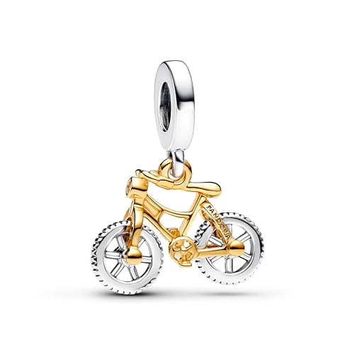 PANDORA Moments Bicolor Fahrrad mit Drehenden Rädern Charm-Anhänger aus Sterling Silber mit vergoldeter Metalllegierung und Zorkonia, Kompatibel Moments Armbändern, 763354C01 PANDORA Moments Bicolor Fahrrad mit Drehenden Rädern Charm-Anhänger aus Sterling Silber mit vergoldeter Metalllegierung und Zorkonia, Kompatibel Moments Armbändern, 763354C01 von PANDORA