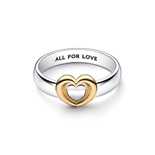PANDORA Strahlender Bicolor Ring mit verschiebbarem Herz aus Sterlingsilber in der Farbe Silber-Gold, PANDORA Moments Collection, Gr.54, 162504C00-54 PANDORA Strahlender Bicolor Ring mit verschiebbarem Herz aus Sterlingsilber in der Farbe Silber-Gold, PANDORA Moments Collection, Gr.54, 162504C00-54 von PANDORA