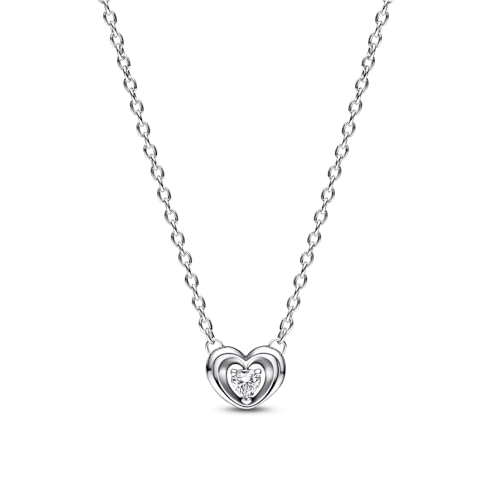 PANDORA Strahlendes Herz & Schwebender Stein Collier-Halskette aus Sterlingsilber mit Zirkonia in der Farbe Silber, PANDORA Moments Collection, Länge: 45cm, 392494C01-45 PANDORA Strahlendes Herz & Schwebender Stein Collier-Halskette aus Sterlingsilber mit Zirkonia in der Farbe Silber, PANDORA Moments Collection, Länge: 45cm, 392494C01-45 von PANDORA