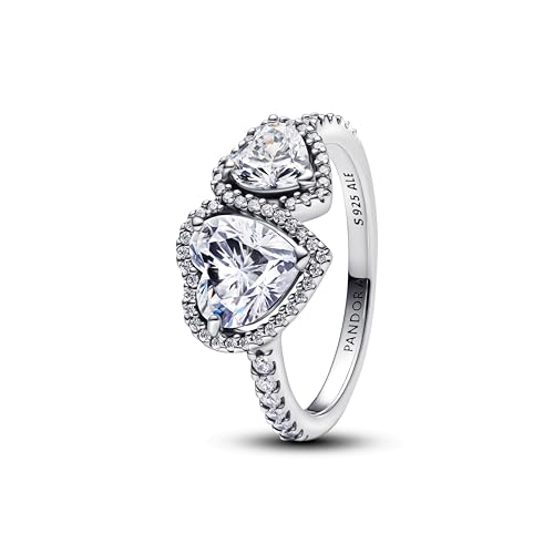 PANDORA Timeless Funkelnder Strahlenkranz Herz Ring aus Sterling Silber mit Zirkonia, Größe: 54, 193659C01-54 von PANDORA