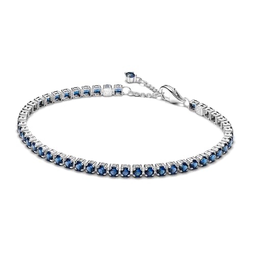 PANDORA Timeless Funkelndes Blaues Tennisarmband aus Sterling Silber mit künstlichen Kristallen, Größe: 16 cm, 591469C02-16 von PANDORA