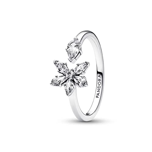 PANDORA Timeless Funkelndes Herbarium Cluster Offener Ring aus Sterling Silber mit Cubic Zirkonia Timeless Collection, Größe 52, 192611C01-52 von PANDORA