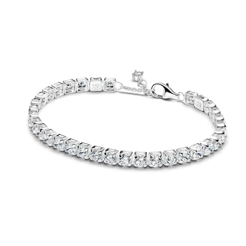 PANDORA Timeless Funkelndes aussdrucksstarkes Tennisarmband aus Sterling Silber mit künstlichen Kristallen, Größe: 18 cm, 593539C01-18 von PANDORA