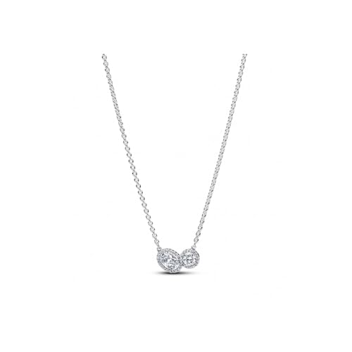PANDORA Timeless umschließender Strahlenkranz Halskette aus Sterling Silber mit Zirkonia, Größe: 45cm, 393776C01-45 von PANDORA