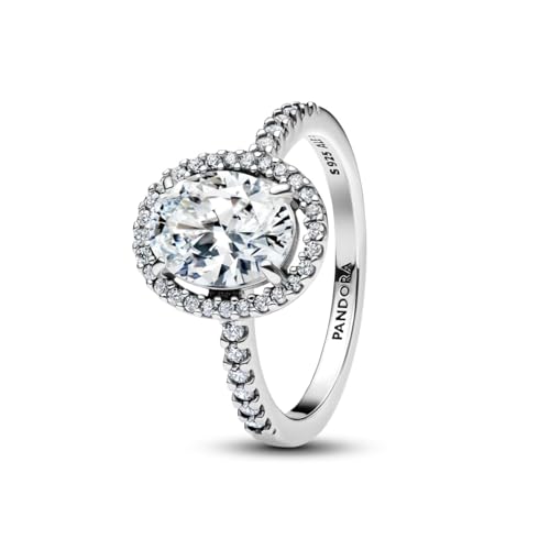 PANDORA Timeless Ovaler Funkelnder Strahlenkranz Statement-Ring aus Sterling Silber mit Zirkonia, Größe: 52, 193777C01-52 von PANDORA