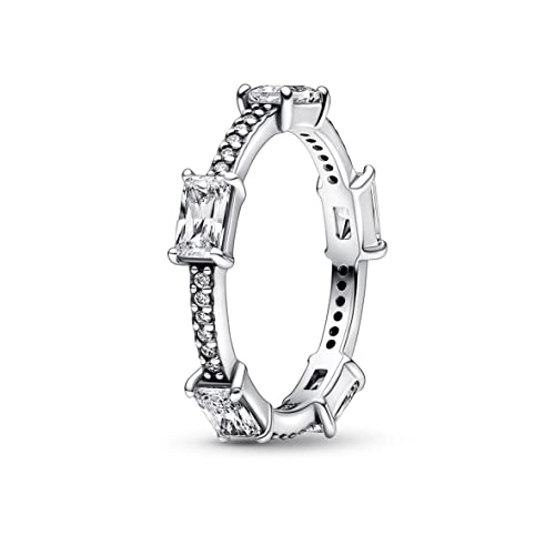 PANDORA Timeless Rechteckige Steine Funkelnder Pavé-Ring in Sterling-Silber mit Cubic Zirkonia Timeless Collection, Größe 56, 192397C01-56 von PANDORA
