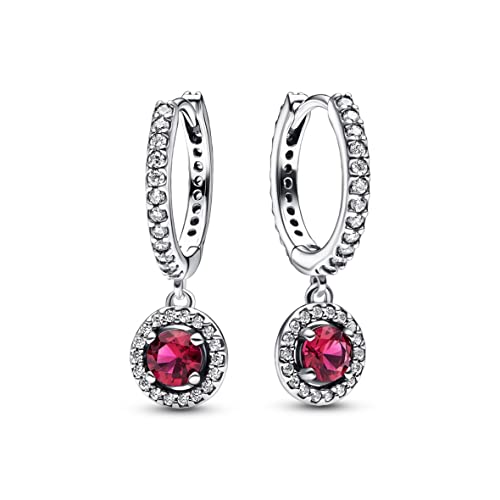 PANDORA Timeless Rot Funkelnde Runde Ohrringe aus Sterling-Silber, Kompatibel mit PANDORA Timeless Armbänder, 292379C01 PANDORA Timeless Rot Funkelnde Runde Ohrringe aus Sterling-Silber, Kompatibel mit PANDORA Timeless Armbänder, 292379C01 von PANDORA