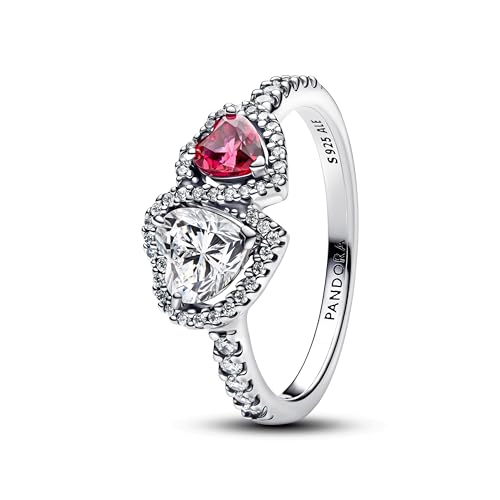 PANDORA Timeless Strahlenkranz Herzen Ring aus Sterling Silber mit Zirkonia, Größe: 52, 193662C01-52 von PANDORA