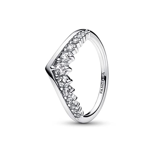 PANDORA Timeless Wishbone Schwebender Pavé-Ring in Sterling-Silber mit Cubic Zirkonia Timeless Collection, Größe 52, 192320C01-52 von PANDORA