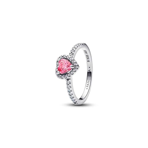 PANDORA Timeless Erhabenes Rosafarbenes Herz Ring aus Sterling Silber mit Zirkonia, Größe: 56, 198421C03-56 PANDORA Timeless Erhabenes Rosafarbenes Herz Ring aus Sterling Silber mit Zirkonia, Größe: 56, 198421C03-56 von PANDORA
