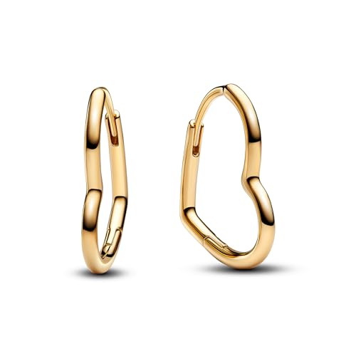 Pandora Moments Asymmetrisches Herz Ohrringe aus Sterling Silber mit vergoldeter Metalllegierung, 268307C00 von PANDORA