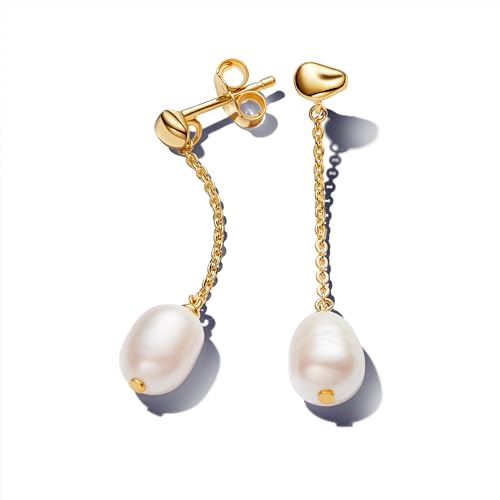 Pandora Essence Behandelte Süßwasserzuchtperlen Ohrhänger aus Sterling Silber mit vergoldeter Metalllegierung, 263313C01 von PANDORA