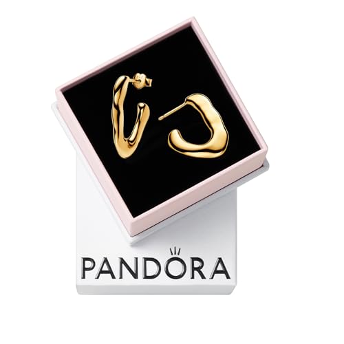 Pandora Essence Organisch Geformte Offene Ohrringe in V-Form aus Sterling Silber mit vergoldeter Metalllegierung, 263290C00 von PANDORA