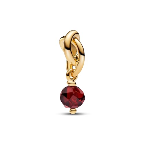 PANDORA Moments Facettierter salsaroter Ewigkeitskreis Charm-Anhänger aus Sterling Silber mit vergoldeter Metalllegierung und künstlichem Kristall, Kompatibel Moments Armbänder, 763462C01 von PANDORA