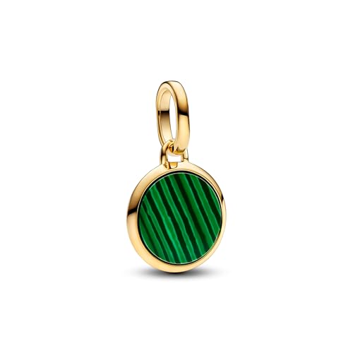 PANDORA ME Grünes gravierbares Mini-Medaillon Charm aus Sterling Silber mit vergoldeter Metalllegierung und Malachit, Kompatibel ME und Moments Armbänder, 763389C01 PANDORA ME Grünes gravierbares Mini-Medaillon Charm aus Sterling Silber mit vergoldeter Metalllegierung und Malachit, Kompatibel ME und Moments Armbänder, 763389C01 von PANDORA