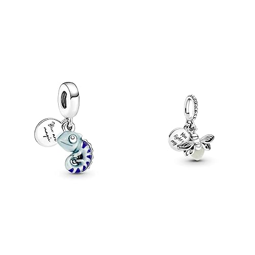 Pandora Moments Farbwechselndes Chamäleon Charm-Anhänger aus Sterling-Silber, Kompatibel Moments Armbänder, 791676C01 & Charm Anhänger Silber Glow in the Dark- Glühwürmchen 799352C01 von PANDORA