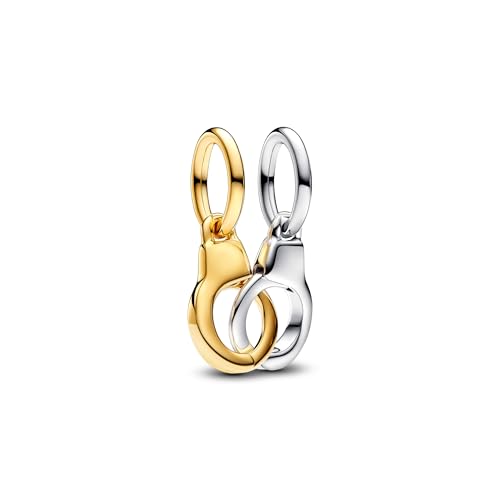PANDORA Moments Aufklappbarer & teilbarer Handschellen Charm-Anhänger aus Sterling Silber mit vergoldeter Metalllegierung, Kompatibel Moments und ME Armbänder, 763435C00 PANDORA Moments Aufklappbarer & teilbarer Handschellen Charm-Anhänger aus Sterling Silber mit vergoldeter Metalllegierung, Kompatibel Moments und ME Armbänder, 763435C00 von PANDORA