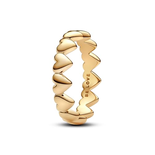 PANDORA Moments Reihe von Herzen Ring aus Sterling Silber mit vergoldeter Metalllegierung, Größe: 56, 163427C00-56 PANDORA Moments Reihe von Herzen Ring aus Sterling Silber mit vergoldeter Metalllegierung, Größe: 56, 163427C00-56 von PANDORA
