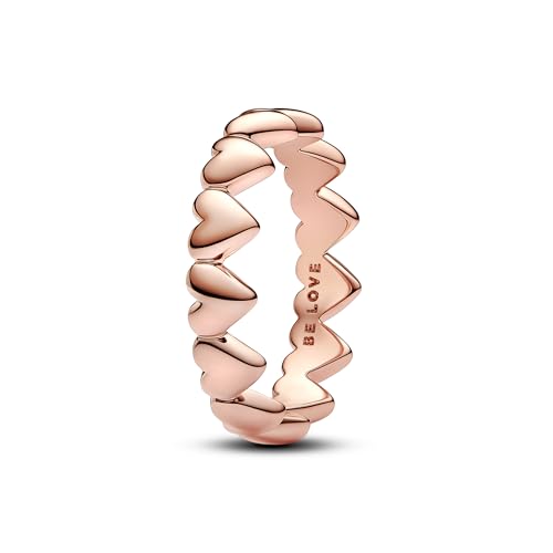 PANDORA Moments Reihe von Herzen Ring aus Sterling Silber mit rosévergoldeter Metalllegierung, Größe: 56, 183427C00-56 von PANDORA