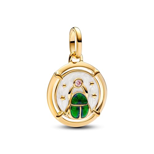 PANDORA ME Skarabäus-Käfer Medaillon-Charm aus Sterling Silber mit vergoldeter Metalllegierung und Zirkonia, Kompatibel ME und Moments Armbänder, 763413C01 PANDORA ME Skarabäus-Käfer Medaillon-Charm aus Sterling Silber mit vergoldeter Metalllegierung und Zirkonia, Kompatibel ME und Moments Armbänder, 763413C01 von PANDORA