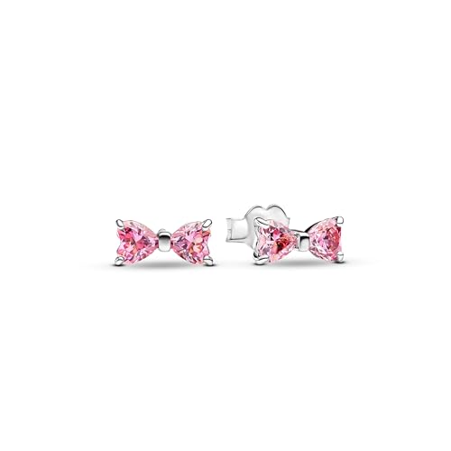 Pandora Timeless Funkelnde Rosafarbene Schleife Ohrringe aus Sterling Silber mit Zirkonia, 293505C01 von PANDORA