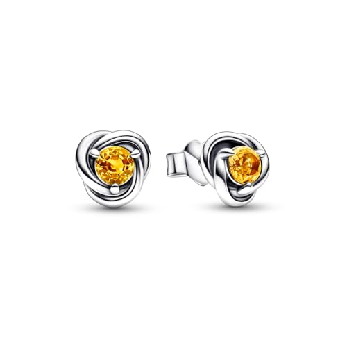 Sterling silver stud earrings with honey coloured crystal von PANDORA