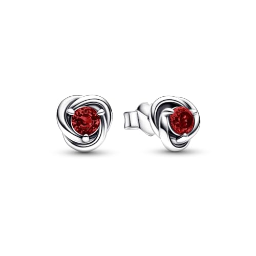 Sterling silver stud earrings with salsa red crystal von PANDORA