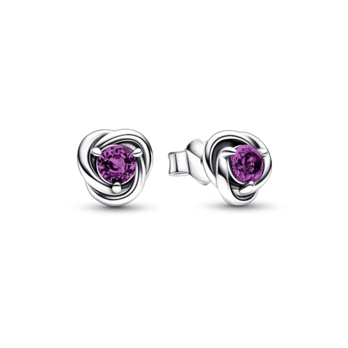 Sterling silver stud earrings with sweet grape purple crystal von PANDORA
