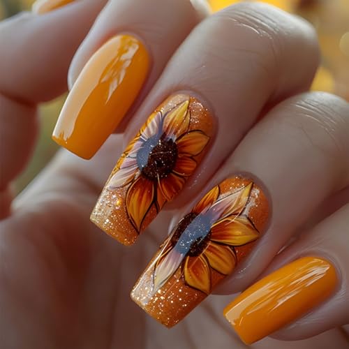 24 Stück Nägel zum Aufdrücken mit Blumen-Designs, langer künstlicher Sarg, künstliche Nägel für Frauen und Mädchen 24 Stück Nägel zum Aufdrücken mit Blumen-Designs, langer künstlicher Sarg, künstliche Nägel für Frauen und Mädchen von PANGBOER
