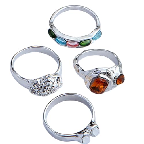 4-teilige stilvolle Harz-Ring-Kollektion, einzigartiger Schmuck mit einzigartigen Designs, geeignet für verschiedene Mode-Looks, besondere Anlässe 4-teilige stilvolle Harz-Ring-Kollektion, einzigartiger Schmuck mit einzigartigen Designs, geeignet für verschiedene Mode-Looks, besondere Anlässe von PANGBOER