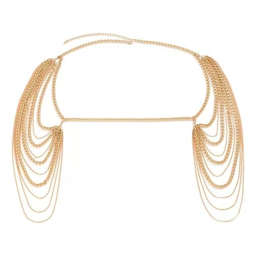 Anspruchsvolle Mehrschichtige Körperkette Halskette Halsbandkörperdekoration Für Frauen Festzug Prom Club Foto Requisiten Eleganter Geschichtter Schal von PANGBOER