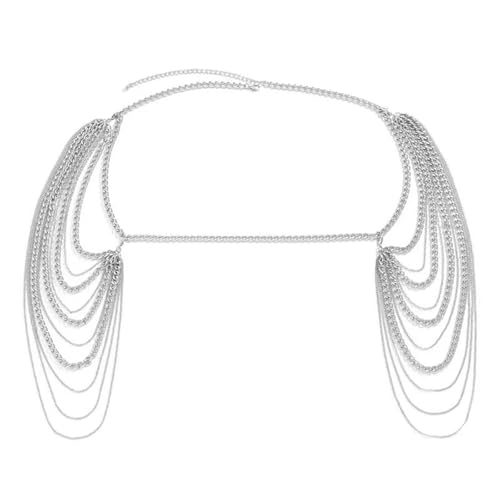 Anspruchsvolle Mehrschichtige Körperkette Halskette Halsbandkörperdekoration Für Frauen Festzug Prom Club Foto Requisiten Eleganter Geschichtter Schal von PANGBOER