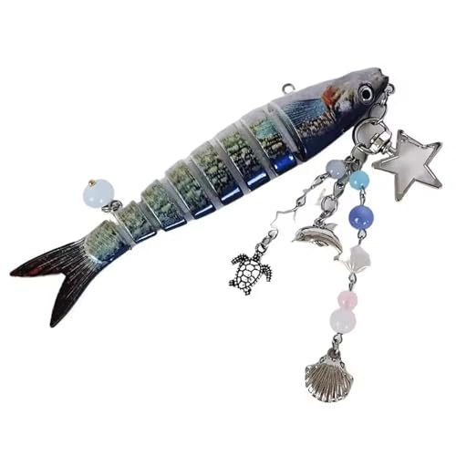 Einzigartiger, handgefertigter Schlüsselanhänger mit Fischperlen, dekorativ, dekorativ, Handyanhänger, kreative Fischperlen, Taschenanhänger für Teenager und Erwachsene von PANGBOER