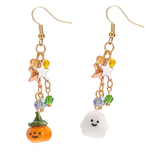 Halloween-Quaste, Kürbis- und Spektrum-Anhänger, modisch, modisch, Ohrhaken, Schmuck für Damen, Themenparty-Zubehör Halloween-Quaste, Kürbis- und Spektrum-Anhänger, modisch, modisch, Ohrhaken, Schmuck für Damen, Themenparty-Zubehör von PANGBOER