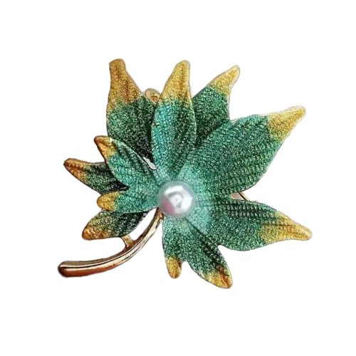 Modische rutschfeste Brosche in Ahornblattform mit Perlen, Damen-Schmuckzubehör, handgefertigtes Geschenk, Ahornblatt-Mutter von PANGBOER