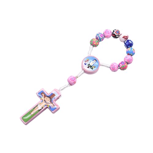 PANGBOER Bunte weiche Tonperlen für Kinder, handgefertigter Rosenkranz, Handkette, Unisex-Anhänger, Armreif, Kruzifix-Form von PANGBOER