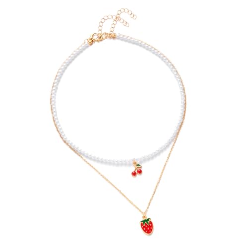 PANGBOER Erdbeer-Perlen-Halskette mit zarter Handwerkskunst, langlebig und angenehm zu tragen, modisches Halsaccessoire PANGBOER Erdbeer-Perlen-Halskette mit zarter Handwerkskunst, langlebig und angenehm zu tragen, modisches Halsaccessoire von PANGBOER