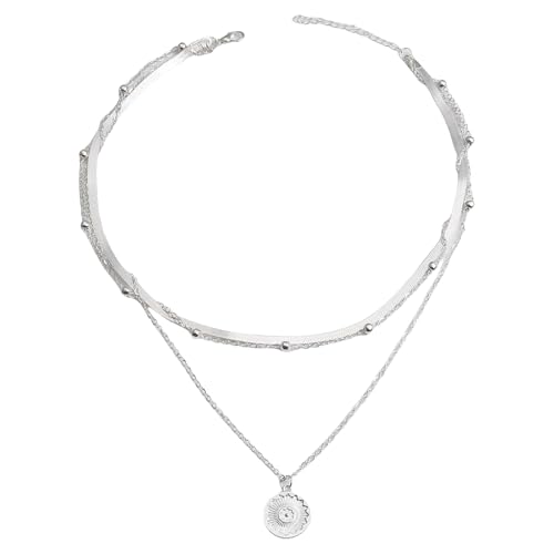 PANGBOER Münzanhänger Metallperlenkette mit Legierungsstruktur und Metallperlenkette mehrschichtige Halskette für Frauen PANGBOER Münzanhänger Metallperlenkette mit Legierungsstruktur und Metallperlenkette mehrschichtige Halskette für Frauen von PANGBOER