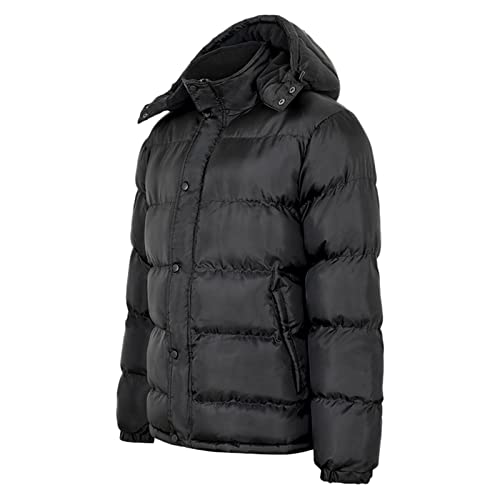 Classics Herren Jacke Daunenjacke Hooded Puffer Jacket Wollmantel Wind Warm Winterjacke, Steppjacke Gefüttert mit abnehmbarer Kapuze in vielen Farben, Größen S - XXL (03-Schwarz, L) von PANGF