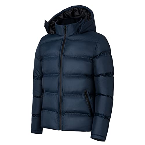 Herren Oversized Fit Pufferjacke mit breitem Stehkragen Wattierte Jacke Outdoor Winterjacke Warm Puffer Kurze Steppjacke Wintermantel Modern Quilted Jacket,Größe M - XXL (01-Dunkelblau, M) von PANGF