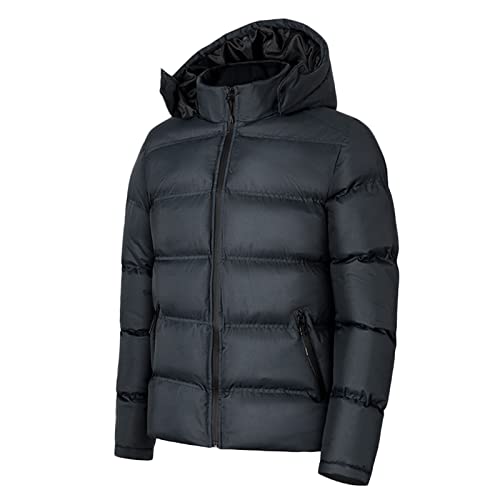 Herren Oversized Fit Pufferjacke mit breitem Stehkragen Wattierte Jacke Outdoor Winterjacke Warm Puffer Kurze Steppjacke Wintermantel Modern Quilted Jacket,Größe M - XXL (01-Grau, M) von PANGF