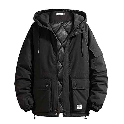 Norway Winterjacke Parka Herren Dick Warme Übergröße Steppjacke Winddichte Gefütterter Warmer Anorak Outdoor SKI Snowboard Jacke Mit Kapuze für den Winter M-5XL (01-Schwarz, 5XL) von PANGF